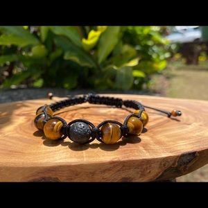 Lava Stone | Tigers Eye Macrame Bracelet